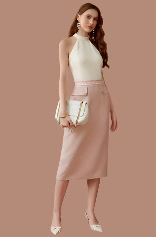 PREMIUM TWO-TONE HALTER TWEED DRESS