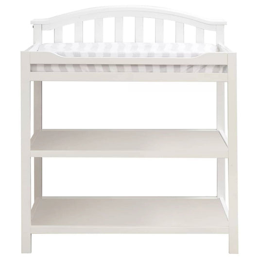 SF Home Baby Toddler Changing Table in White Wood Finish with Changing