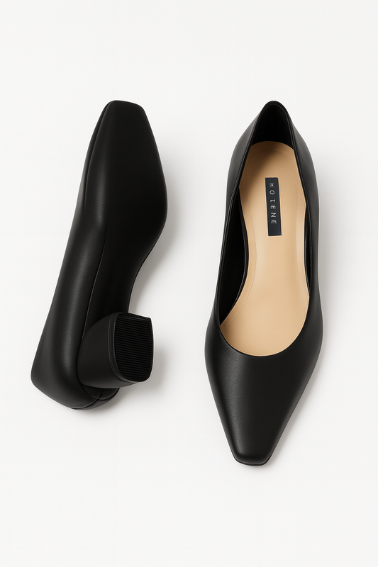Women’s Black Square-Toe Low-Heel Pumps