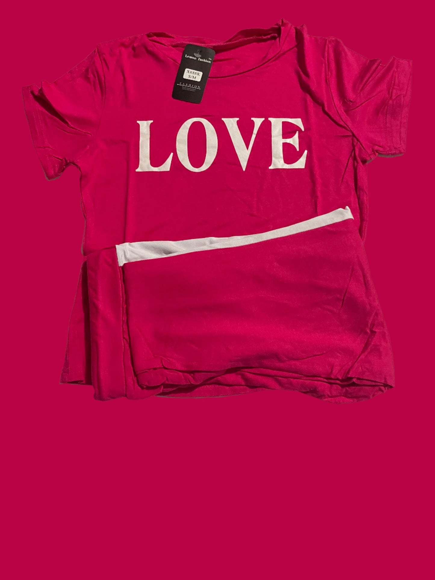 Love-Themed t-shirt and pants combo.