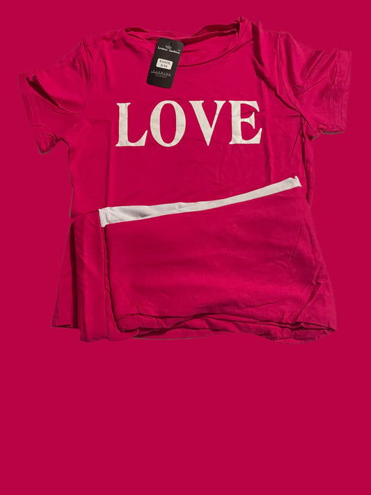 Love-Themed t-shirt and pants combo.