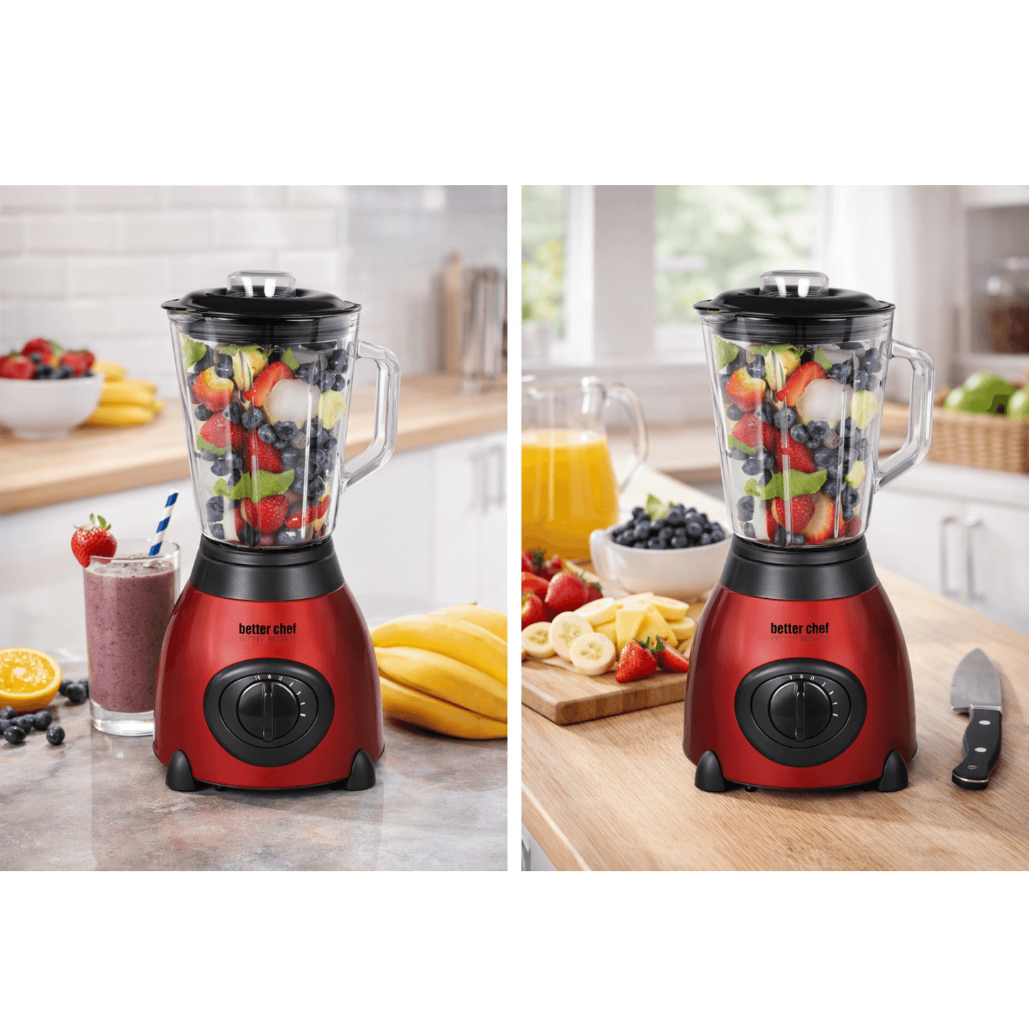 Better Chef 500-Watt Glass Jar Blender with Stainless Steel Base